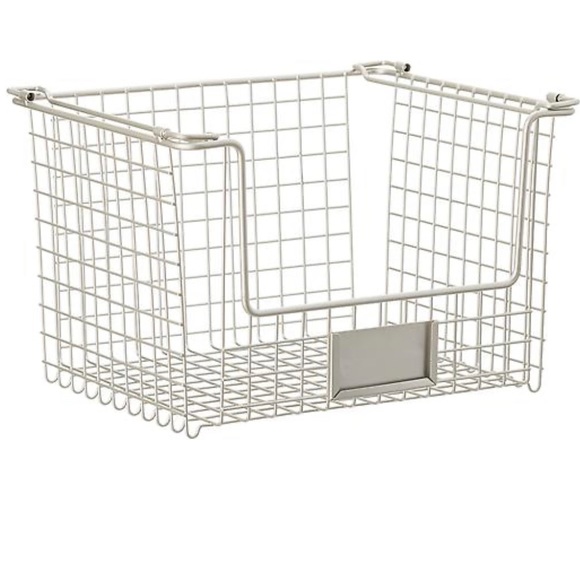 The Container Store Other - Silver STACKABLE WIRE BASKET WITH HANDLES  12x10x7 3/4 (1 basket)